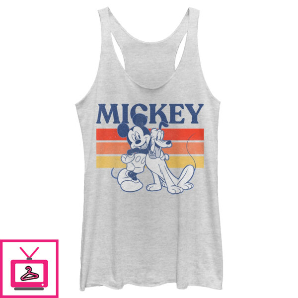 Women’S Mickey & Friends Retro Pluto And Mickey Mouse Racerback Tank Top