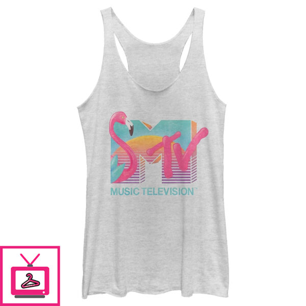 Women’S Mtv Retro Flamingo Logo Racerback Tank Top