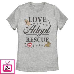 Women’S Pound Puppies Love Adopt Rescue T-Shirt