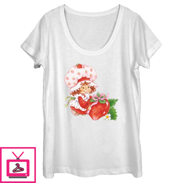 Women’S Strawberry Shortcake Watercolor Berry Scoop Neck