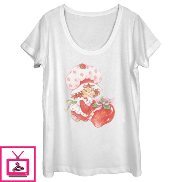 Women’S Strawberry Shortcake Watercolor Cute Berry Scoop Neck