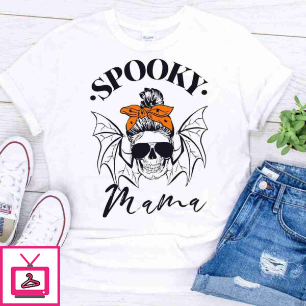 spooky mama skull Halloween shirt