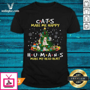 Cool Cats Make Me Happy Humans Make My Head Hurt Ugly Christmas T-Shirt