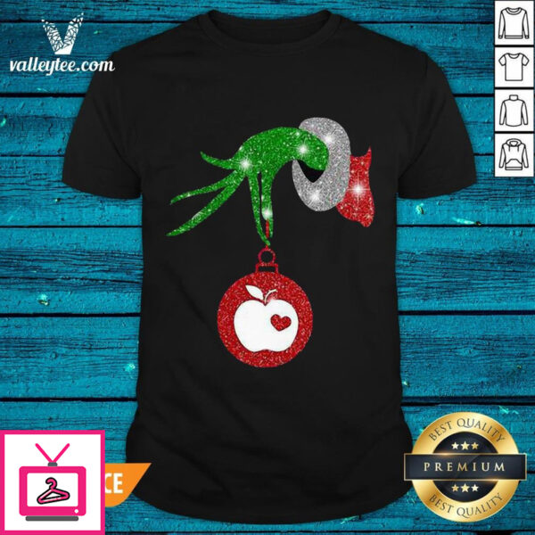 Good L Grinch Hand Holding Apple Diamond Merry Christmas T-Shirt