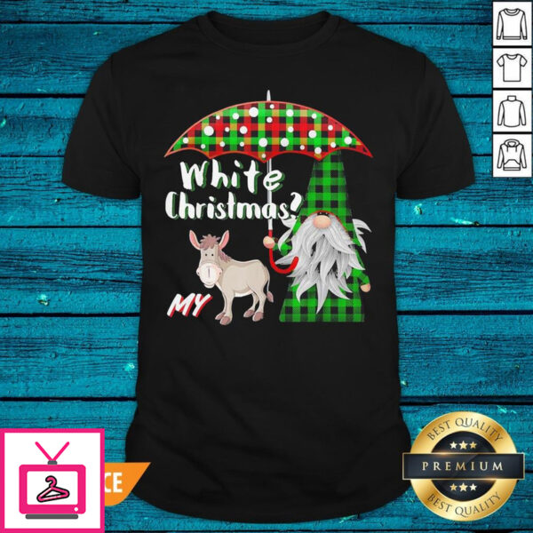 Hot Plaid Gnome And Donkey White Christmas T-Shirt