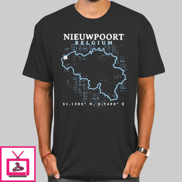 Map Nieuwpoort Belgium T-Shirt Cheap