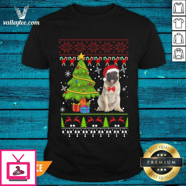 Premium Pug Santa Ugly Merry Christmas Tree T-Shirt