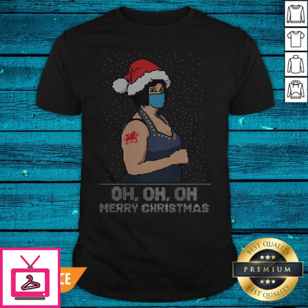 Pro Santa Nessa Jenkins Face Mask Oh Oh Oh Ugly Merry Christmas Sweater T-Shirt