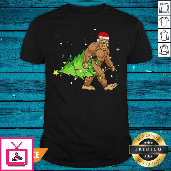 Sweet Santa Bigfoot Merry Christmas Tree T-Shirt