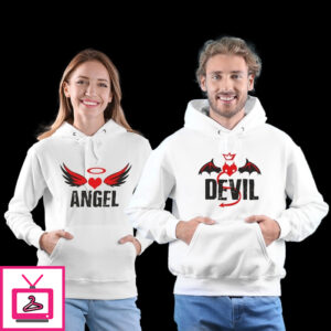 Angel Devil White Matching Hoodie