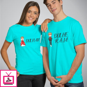 Dulha Dulhan With Cartoon Couple T-Shirt