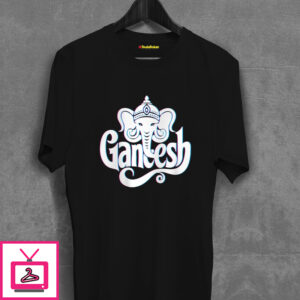 Glitch Effect Ganesha Face With Text T-Shirt Glitch Effect Ganesha Face With Text T-Shirt