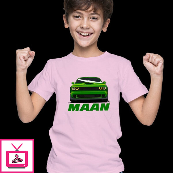 Green car with custom boy Name T-shirt