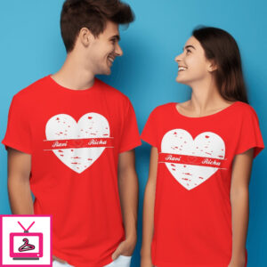 Heart With Customize Name-Couple T-Shirt