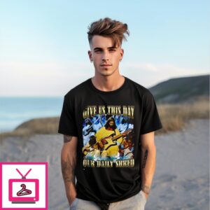 Jesus Play Guitar Give Us This Day Our Daily Shred Art T-Shirt