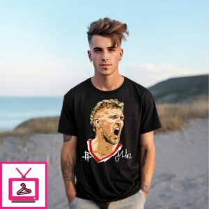Jock Landale Houston Rockets Portrait Signature Face Art 2025 T-Shirt
