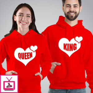King Queen Heart Matching Hoodie
