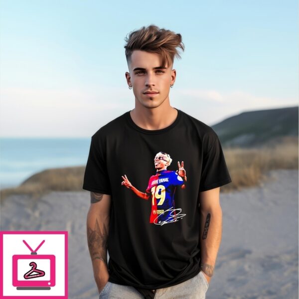 Lamine Yamal Say Hi Fc Barcelona Champions Signature Illustrated T-Shirt