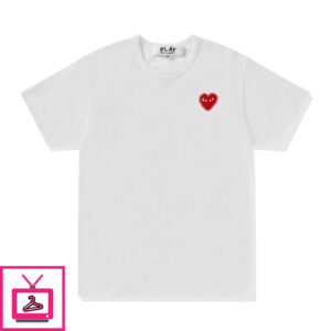 PLAY Rhinestone Emblem Red Heart T-Shirt