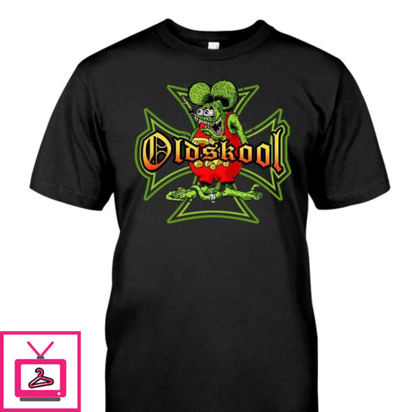 Skool School Iron Cross Rat Fink Hot Rod T Shirt