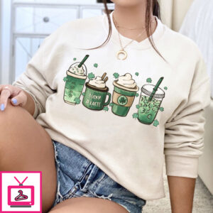 St Patricks Day Shamrock Irish Coffee Lover Pattys Sweatshirt