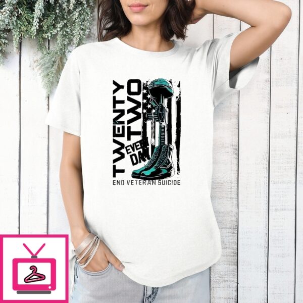 22 Everyday End Veteran Suicide Flag T-Shirt