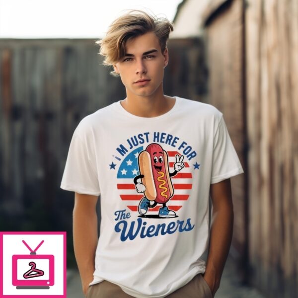 4Th Of July Just Here For The Wieners Usa Hot Dog Independence Day T-Shirt