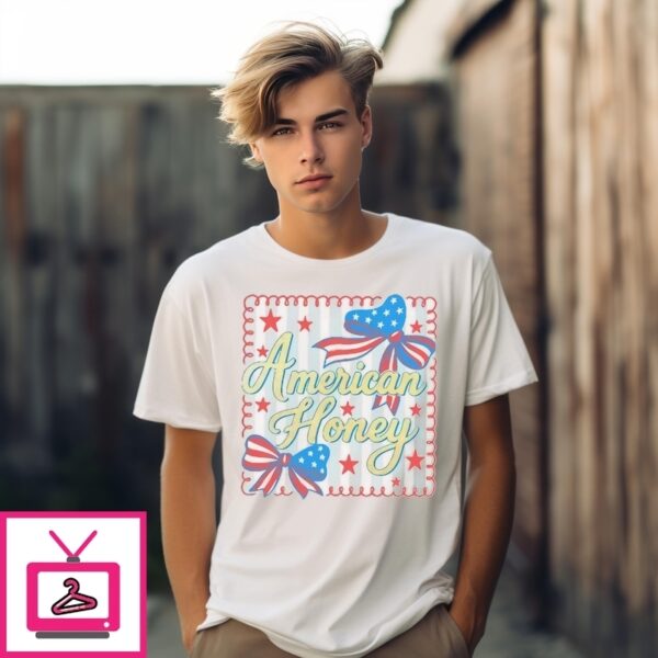 American Honey Coquette Preppy 4Th Of July Girly Memorial Day Vintage Usa Independence Day T-Shirt