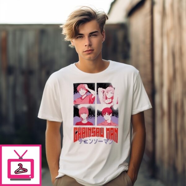 Chainsaw Man Tonal Group Grid Foil Girls T-Shirt