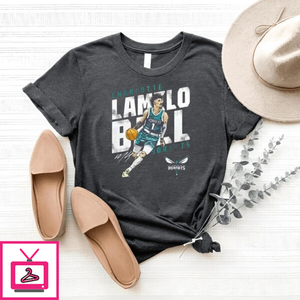 Charlotte Lamelo Ball Hornets Basketball Player Slant Signature Vintage T-Shirt