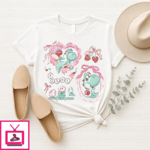 Coquette Bow Mario Yoshi Baby Strawberries T-Shirt