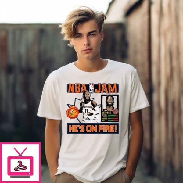 Jalen Brunson New York Knicks Nba Jam He’S On Fire T-Shirt