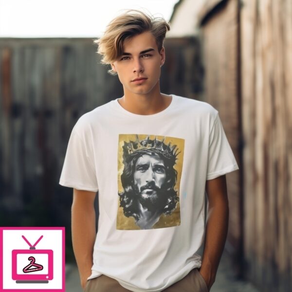 Jesus Crown Of Thorns Portrait Gold Background Shirt
