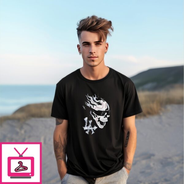 Los Angeles Villains Dodgers Skull Baseball T-Shirt