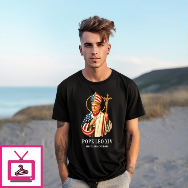 Pope Leo Xiv First American Pope Usa Flag T-Shirt