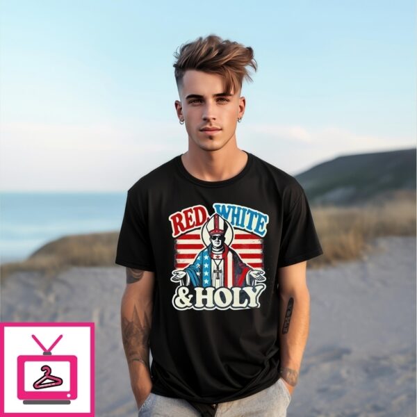Pope Leo Xiv Red White Holly First American Pope In History Flag T-Shirt