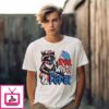 Raccoon Red White & Feral 4Th Of July Merica Flag T-Shirt