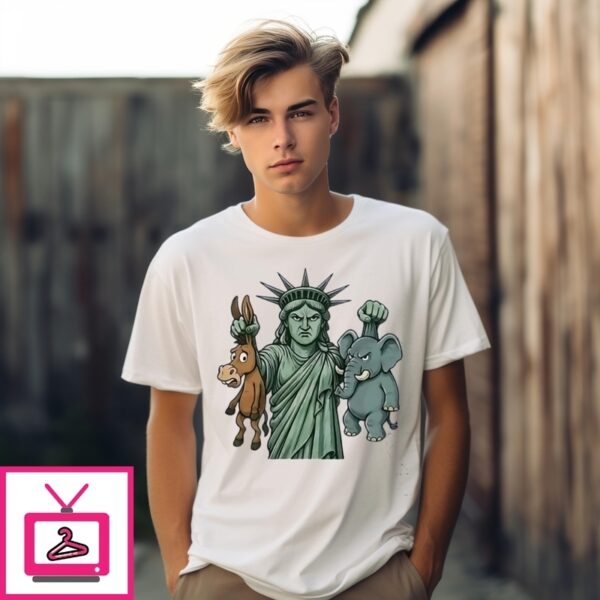 Statue Of Liberty Principle Over Party T-Shirt