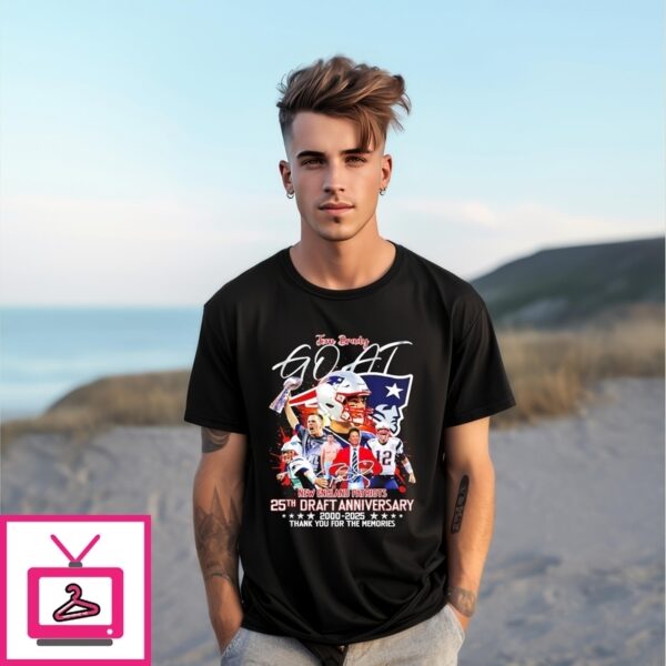Tom Brady New England Patriots 25Th Daft Anniversary 2000 2025 T-Shirt