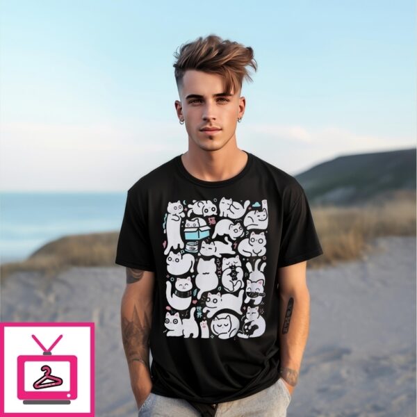 White Cat Collage T-Shirt