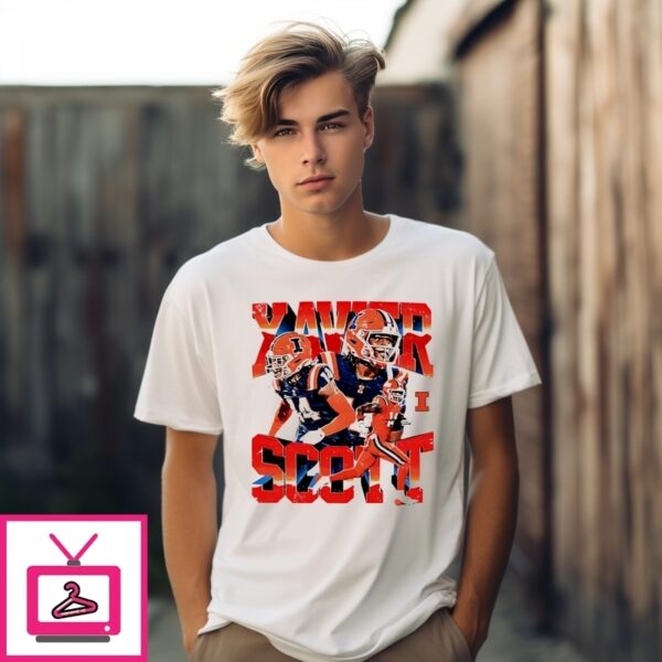 Xavier Scott Illinois Fighting Illini  Player Collage T-Shirt