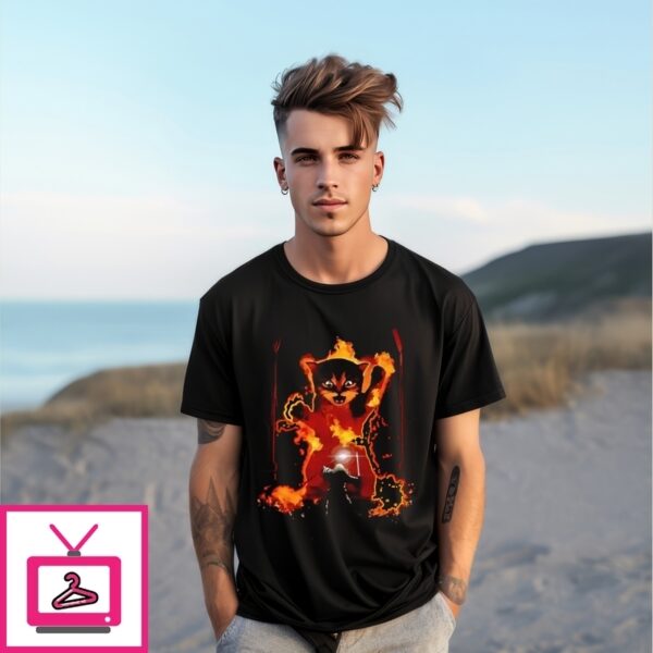 Cat Shall Not Pass Fire Flames Gandalf Catdalf Frodo Lord Of The Rings T-Shirt