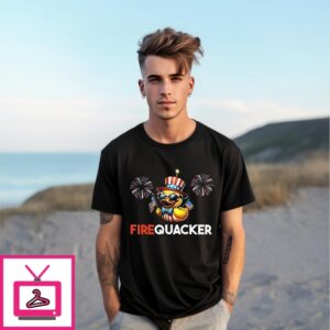 Cute Duck Firequacker Patriotic 4Th Of July T-Shirt