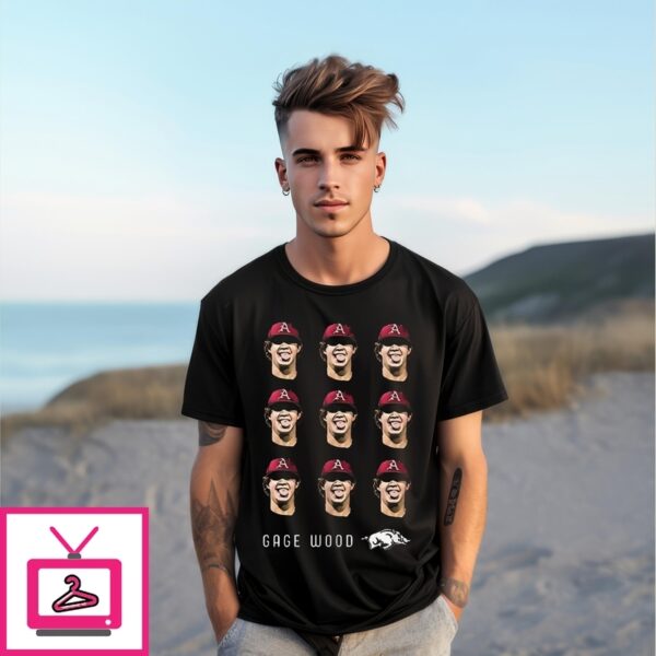 Gage Wood Face Arkansas Razorbacks T-Shirt