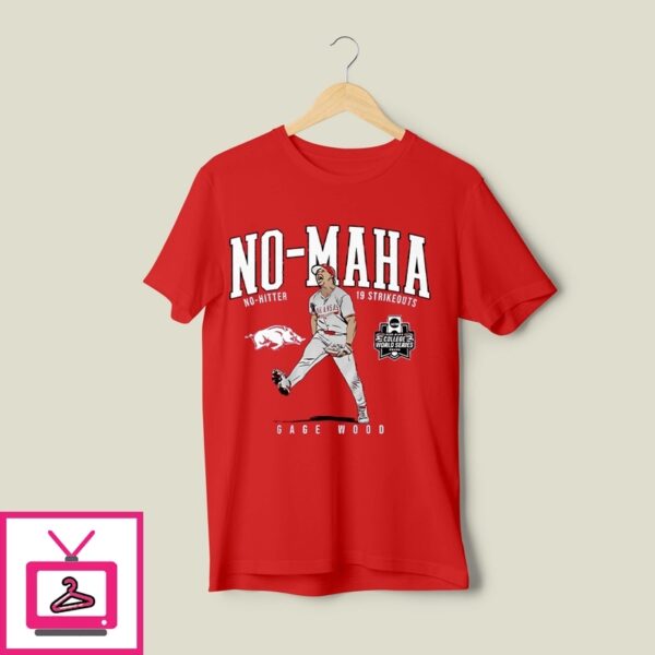 Gage Wood Ncaa College World Series No-Hitter 19 Strikeouts Arkansas Razorbacks T-Shirt