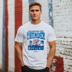 Oklahoma City Thunder 2025 Nba Finals Champion Confetti Skyline T-Shirt