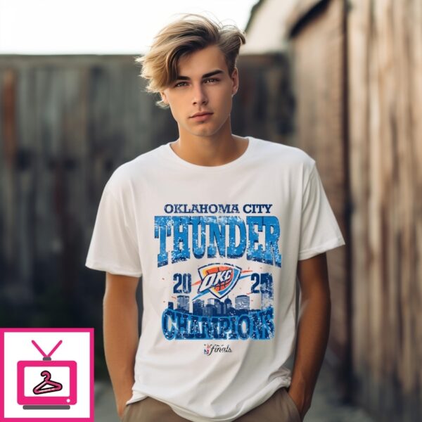 Oklahoma City Thunder 2025 Nba Finals Champion Confetti Skyline T-Shirt