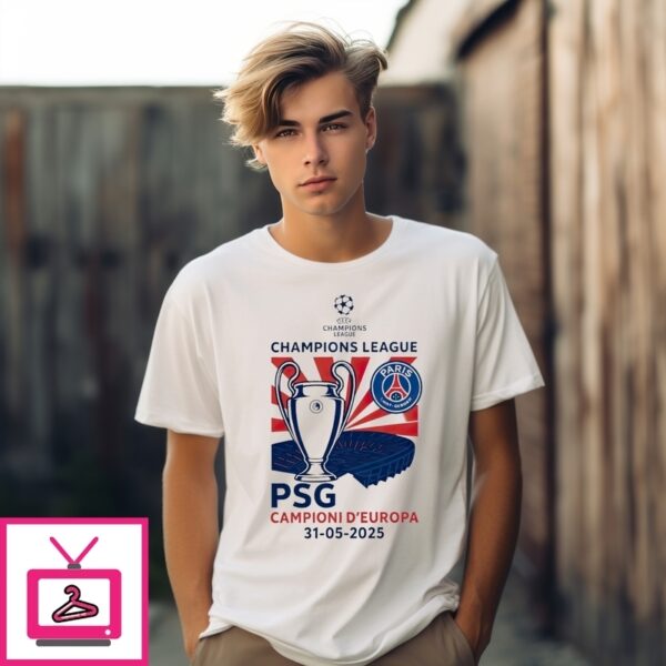 Paris Saint-Germain Campioni D’Europa 2025 Champions League Logo T-Shirt