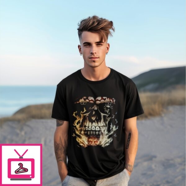 Rock Chang Horror Skull Face Metal Punk Black T-Shirt