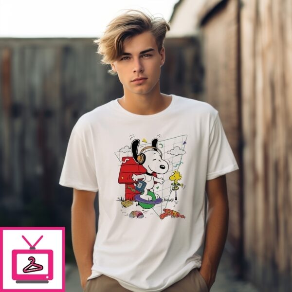 Snoopy And Woodstock Bouncing On A Pogo Ball And A Pogo Stick T-Shirt